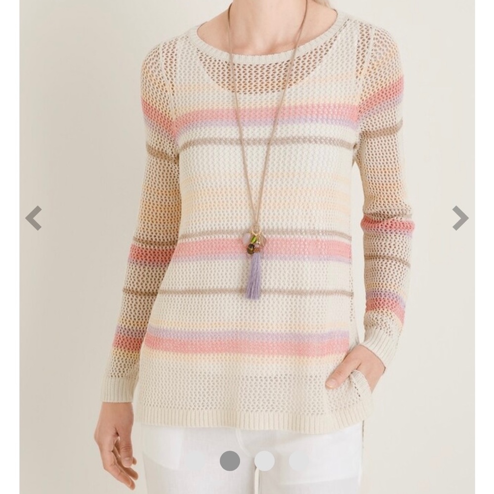 Chicos Textured Striped Pullover Sweater  Sz 4